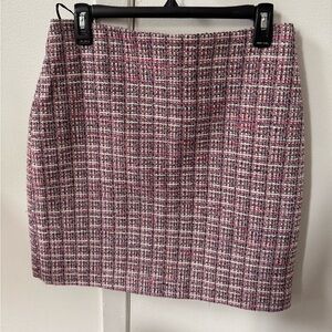 Rachel Zoe Pink Tweed Pencil Skirt with White and Gray Accents